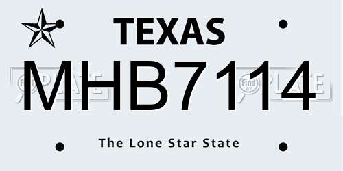 MHB7114 Texas License Plate