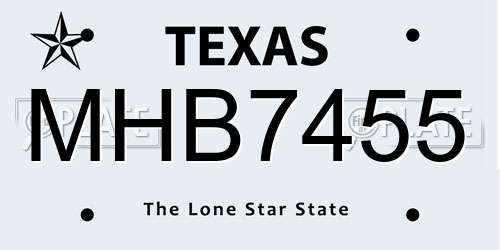 MHB7455 Texas License Plate