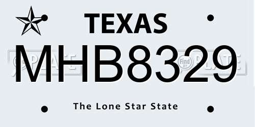 MHB8329 Texas License Plate