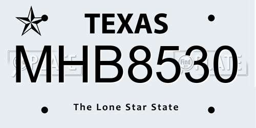 MHB8530 Texas License Plate