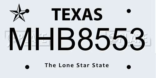 MHB8553 Texas License Plate