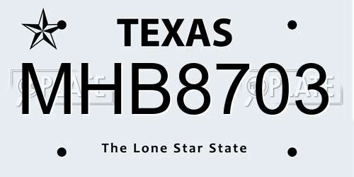 MHB8703 Texas License Plate