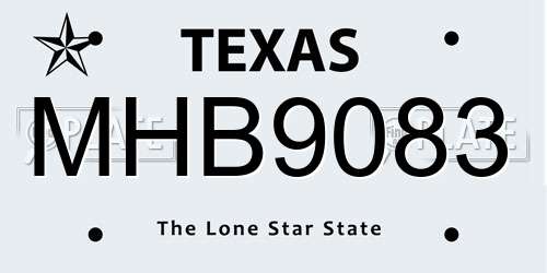 MHB9083 Texas License Plate