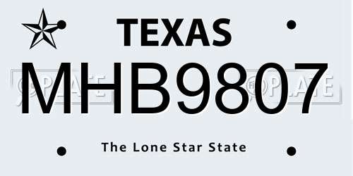 MHB9807 Texas License Plate
