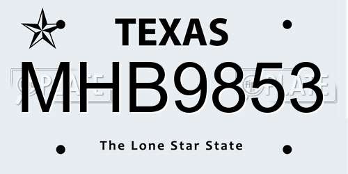 MHB9853 Texas License Plate