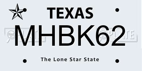 MHBK62 Texas License Plate