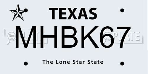 MHBK67 Texas License Plate