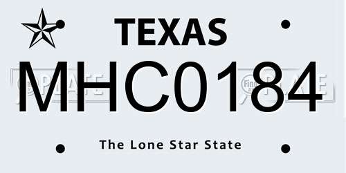 MHC0184 Texas License Plate