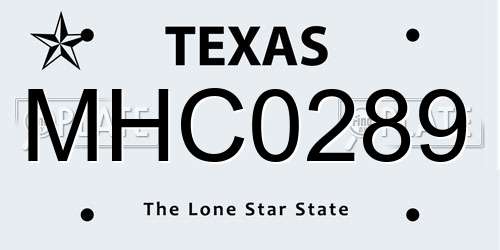MHC0289 Texas License Plate