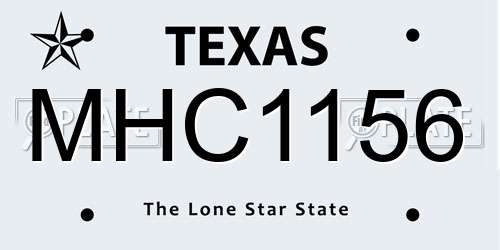 MHC1156 Texas License Plate