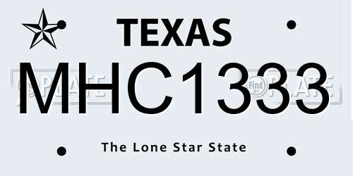 MHC1333 Texas License Plate