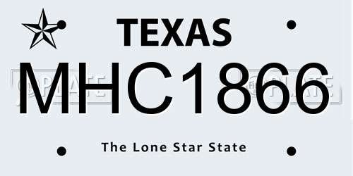 MHC1866 Texas License Plate