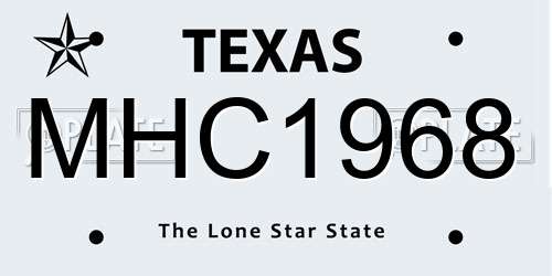 MHC1968 Texas License Plate