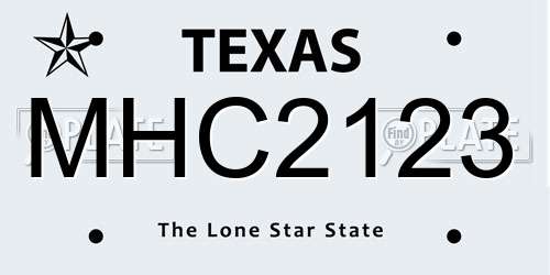 MHC2123 Texas License Plate