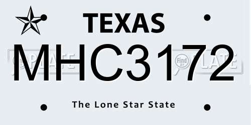 MHC3172 Texas License Plate