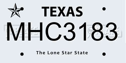 MHC3183 Texas License Plate