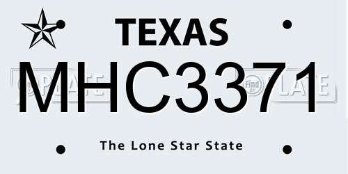 MHC3371 Texas License Plate