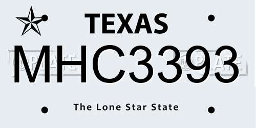 MHC3393 Texas License Plate