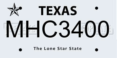 MHC3400 Texas License Plate