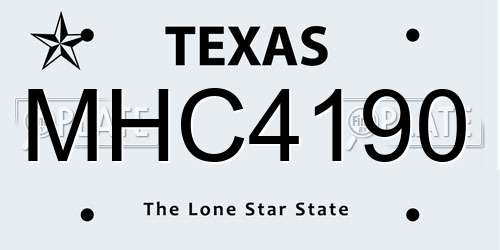 MHC4190 Texas License Plate