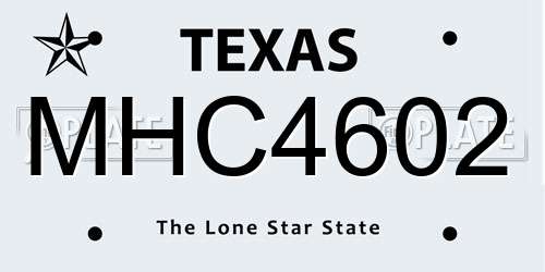 MHC4602 Texas License Plate