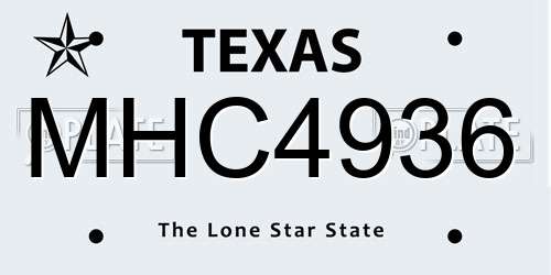 MHC4936 Texas License Plate