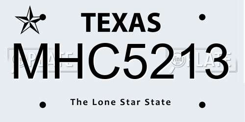 MHC5213 Texas License Plate