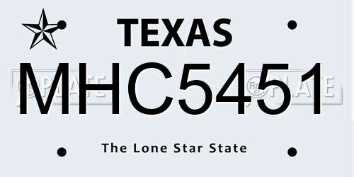 MHC5451 Texas License Plate