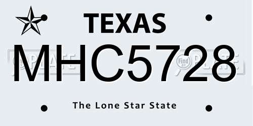 MHC5728 Texas License Plate
