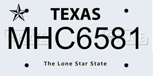 MHC6581 Texas License Plate