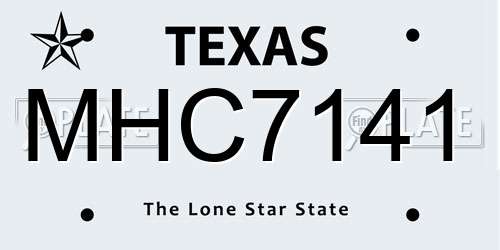 MHC7141 Texas License Plate