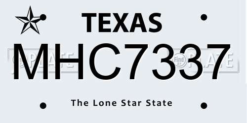 MHC7337 Texas License Plate