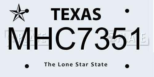 MHC7351 Texas License Plate