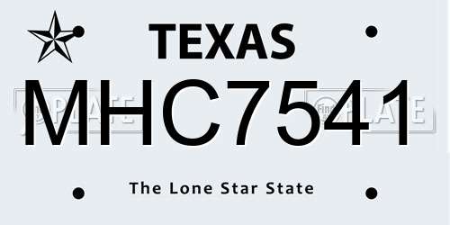 MHC7541 Texas License Plate