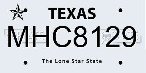 MHC8129 Texas License Plate