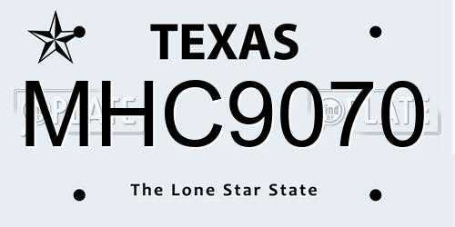 MHC9070 Texas License Plate