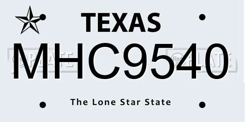MHC9540 Texas License Plate