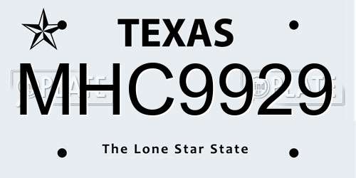 MHC9929 Texas License Plate