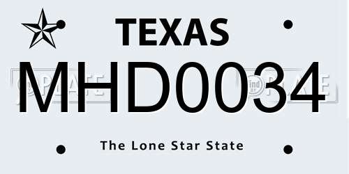 MHD0034 Texas License Plate
