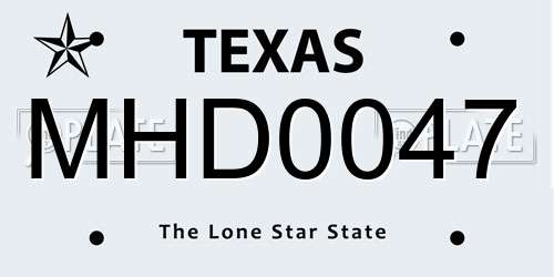 MHD0047 Texas License Plate