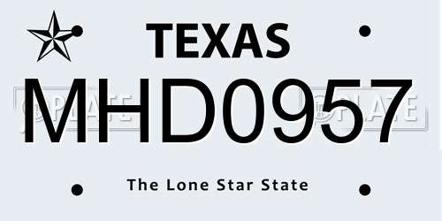 MHD0957 Texas License Plate