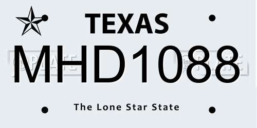 MHD1088 Texas License Plate
