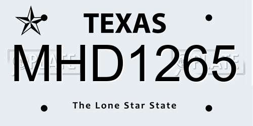 MHD1265 Texas License Plate