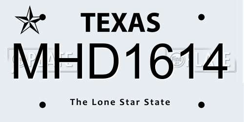 MHD1614 Texas License Plate