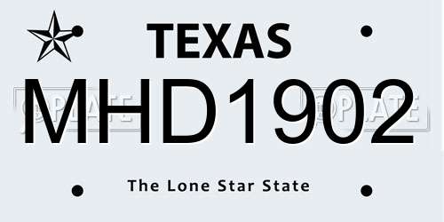 MHD1902 Texas License Plate
