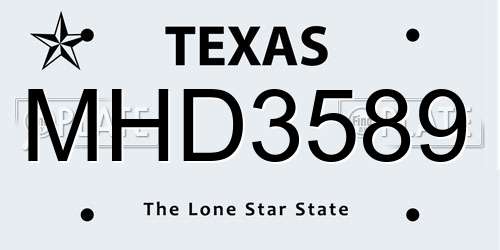 MHD3589 Texas License Plate