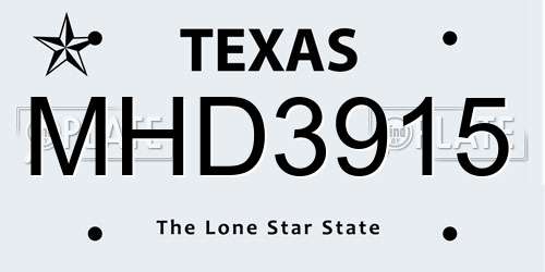 MHD3915 Texas License Plate