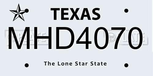 MHD4070 Texas License Plate