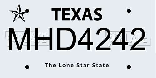 MHD4242 Texas License Plate