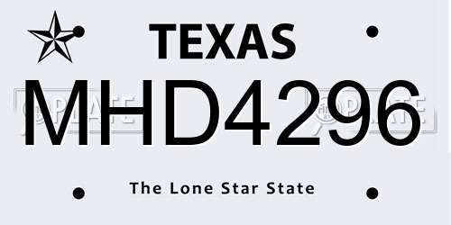 MHD4296 Texas License Plate